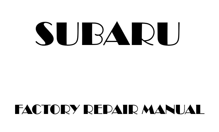 Subaru Service Manual Download 2018