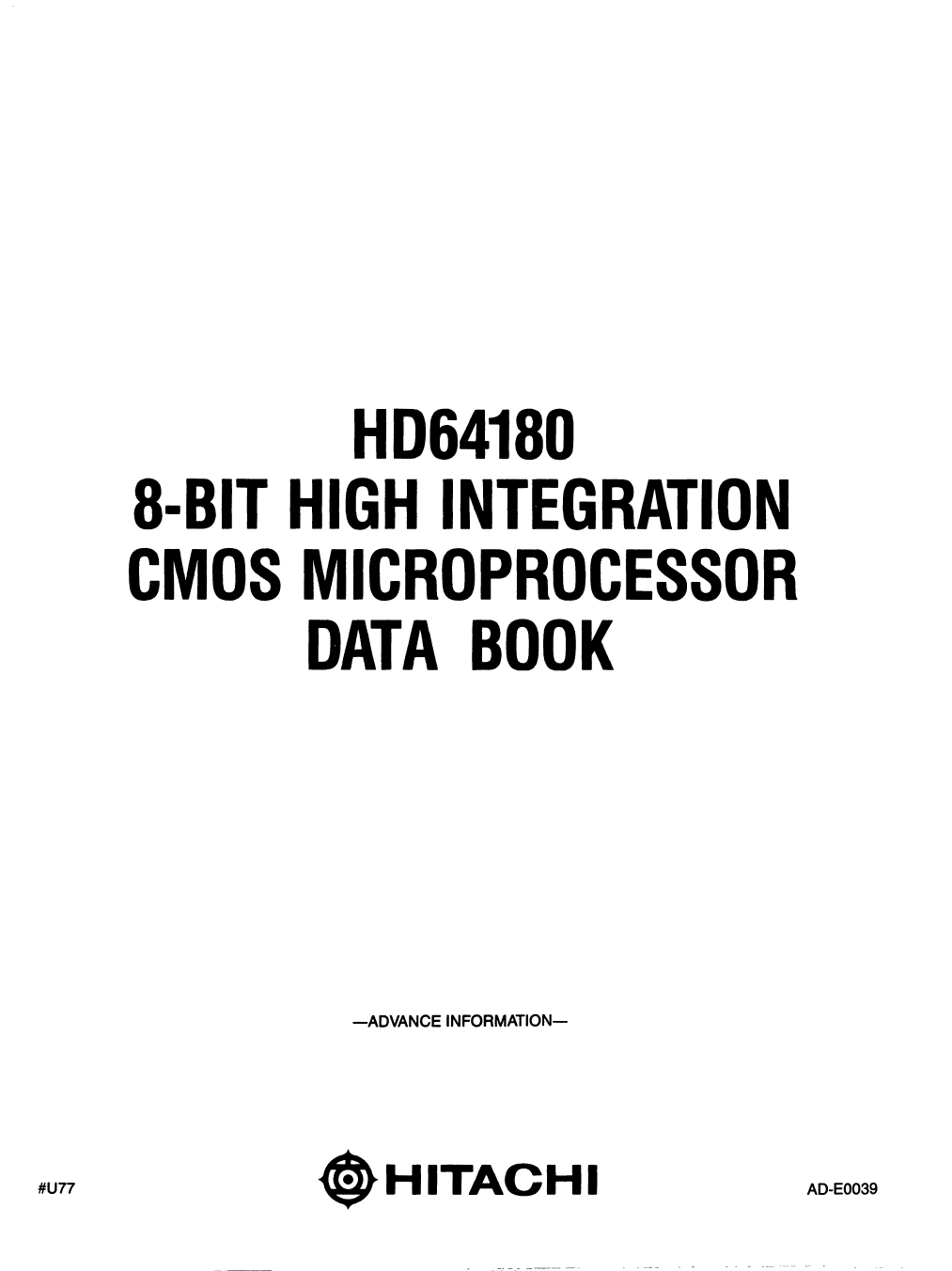 Hd64180 8-bit high integration cmos microprocessor user manual pdf