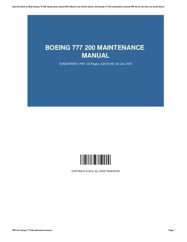 Boeing 777 Maintenance Manual Download
